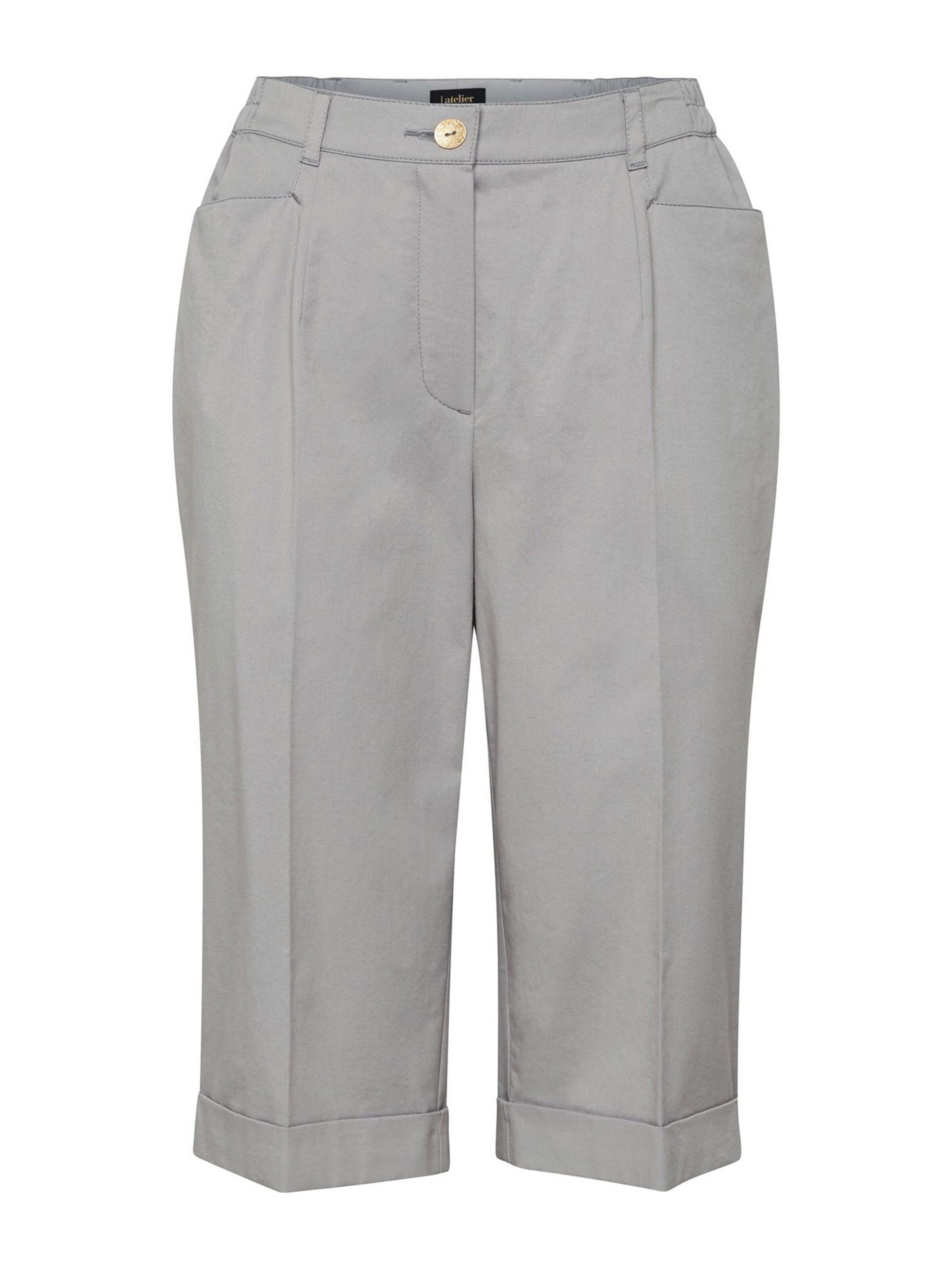 Goldner Regular Trousers with creases 'Carla' in Grey: front