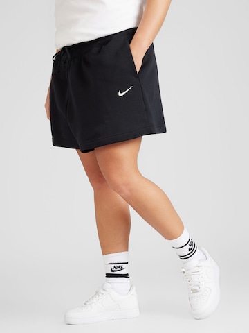 Nike SportswearLoosefit Hlače 'PHNX FLC' - crna boja: prednji dio