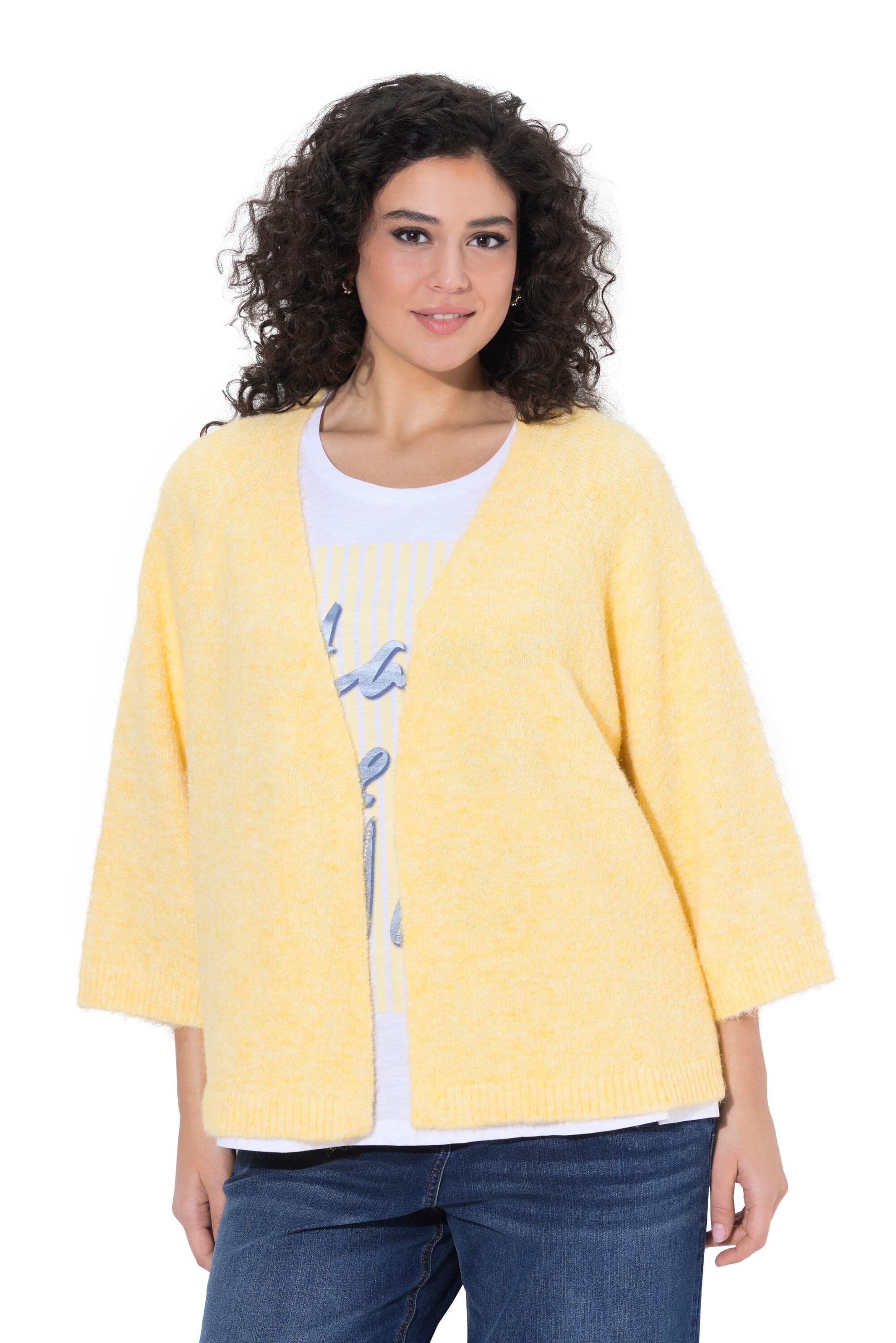 Ulla Popken Strickjacke in Gelb: Vorderseite