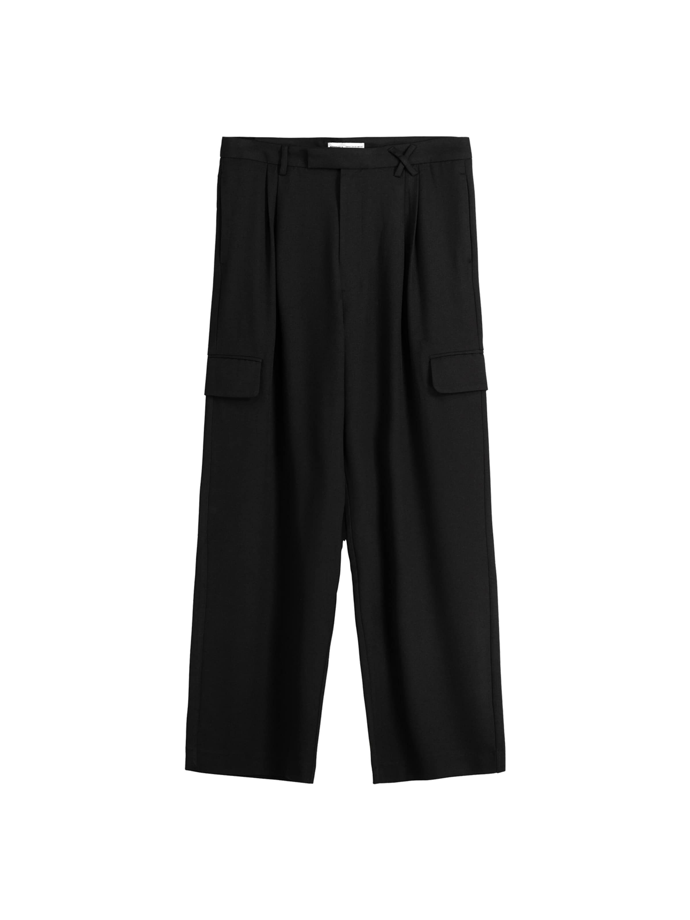 Bershka Loosefit Cargo nadrágok - fekete: elől