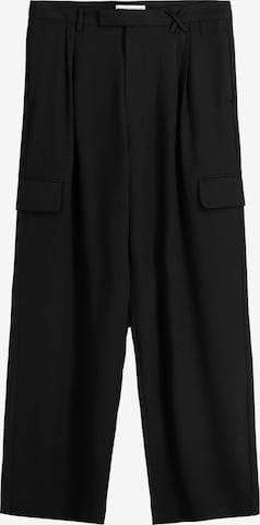 Bershka Широка кройка Карго панталон в черно: отпред