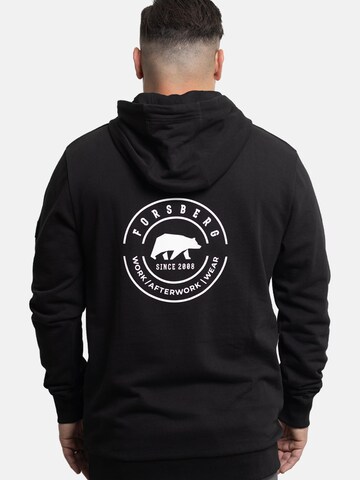 FORSBERG Sweatshirt 'Hoodie mit Logo auf Brust und Rücken' in Black