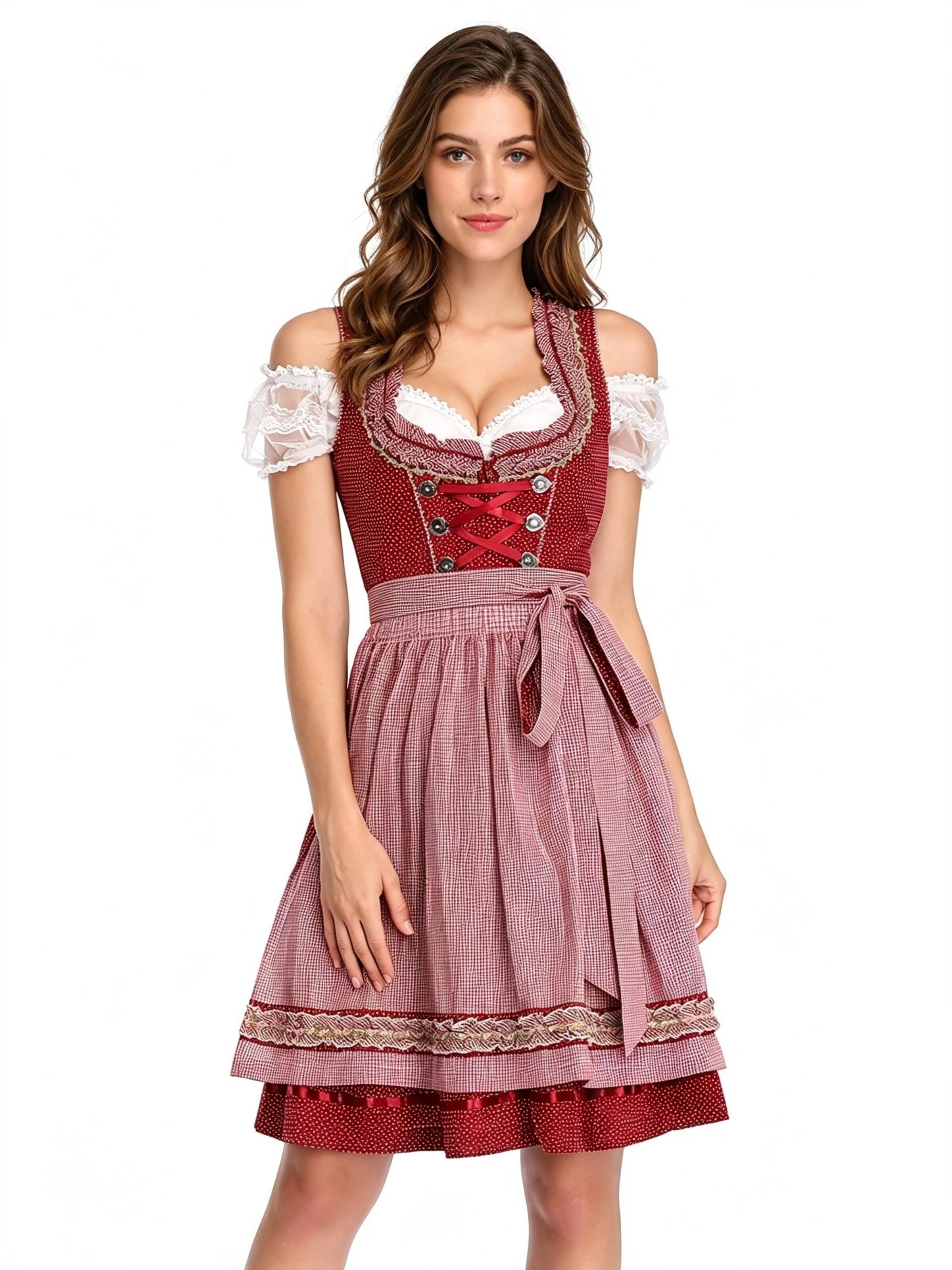 KoJooin Dirndl w kolorze czerwony: przód
