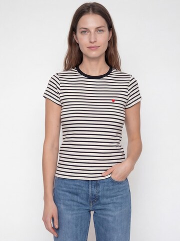 Antargo Shirt 'Women´s Stripes & Heart T-Shirt' in Black: front