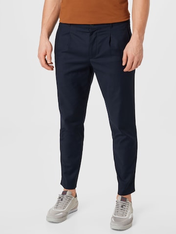 Club Monaco Slimfit Bandplooibroek 'CITEE' in Blauw: voorkant