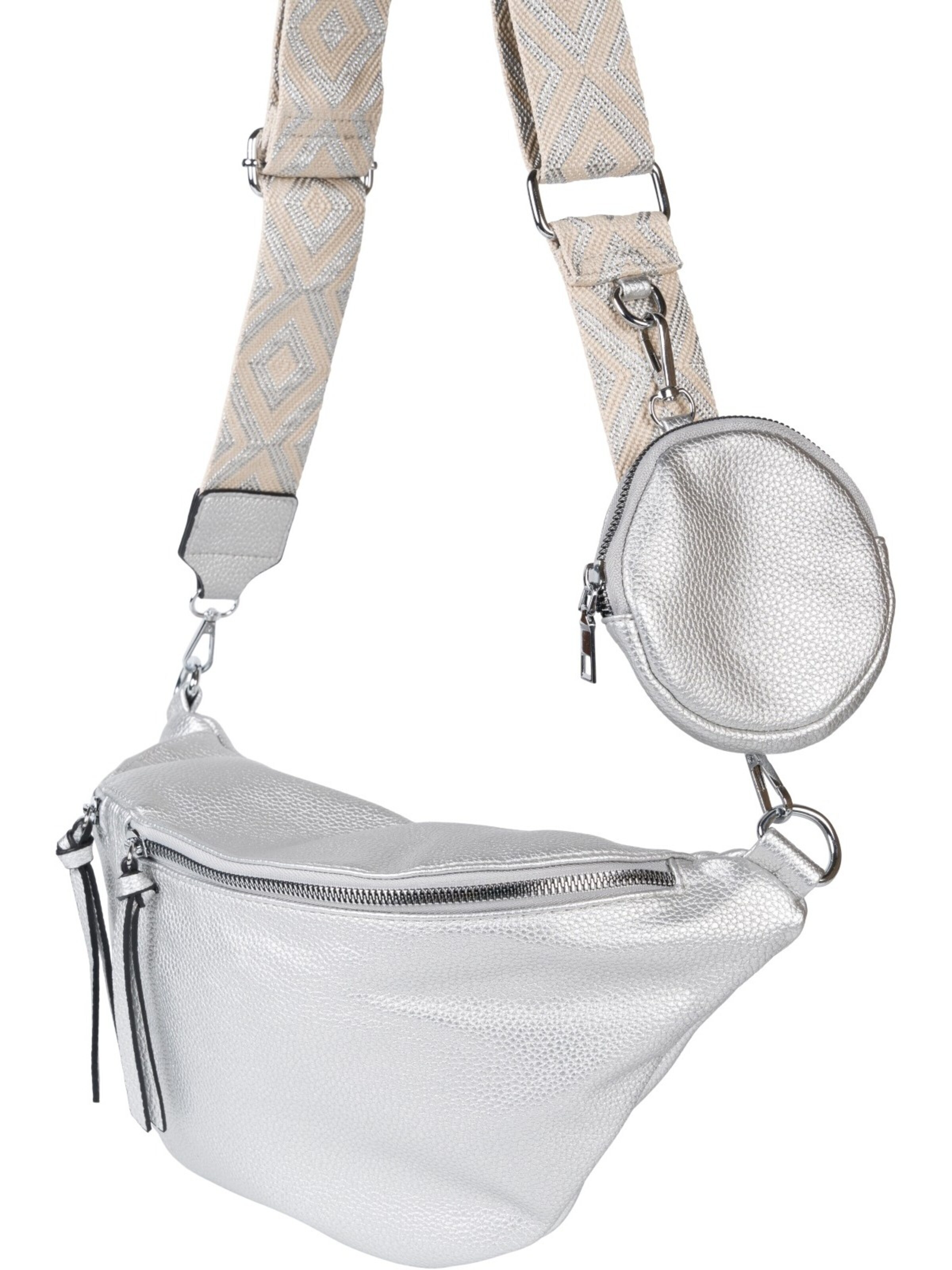 styleBREAKER Crossbody bag 'Halbmond Crossbody Bag Set 3-Teilig' in Silver