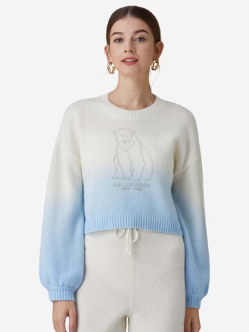 BELLEMERE NEW YORK Pullover 'Kurzer Kaschmirpullover mit Eisbär-Motiv (mit Kristallverzierungen)'‌‌‌‌‌ in Blau