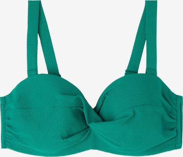 CALZEDONIA Bandeau Bikini Top 'PIQUET' in Green: front