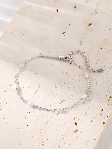 Hey Happiness Armband 'Pearl Line' in Silber