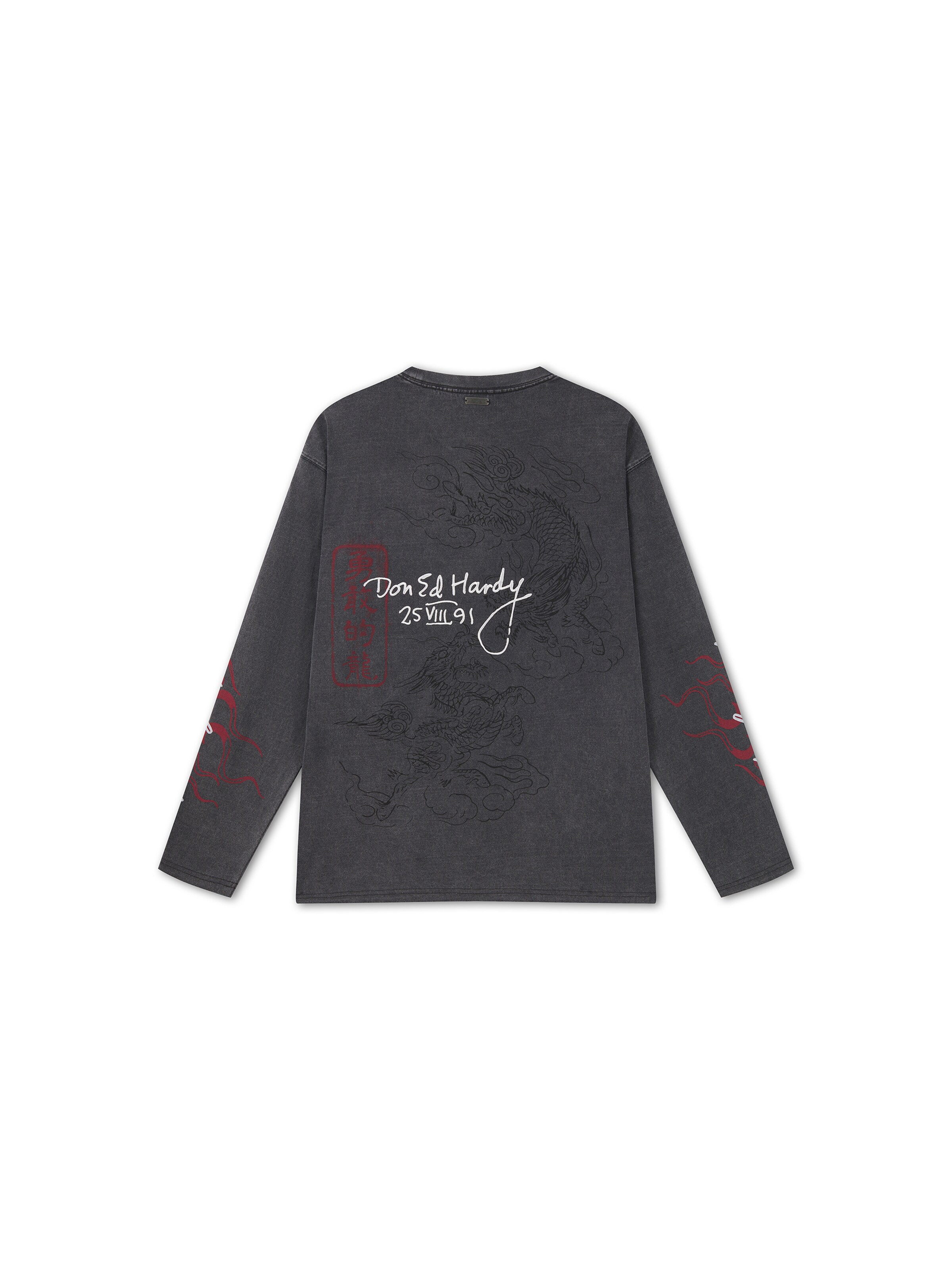Ed Hardy Koszulka 'Flying Twin Dragon' w kolorze szary