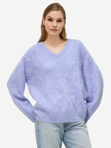 BELLEMERE NEW YORK Pullover 'Pullover aus gebürstetem, reinem Kaschmir mit V-Ausschnitt'‌‌‌‌‌ in Blau
