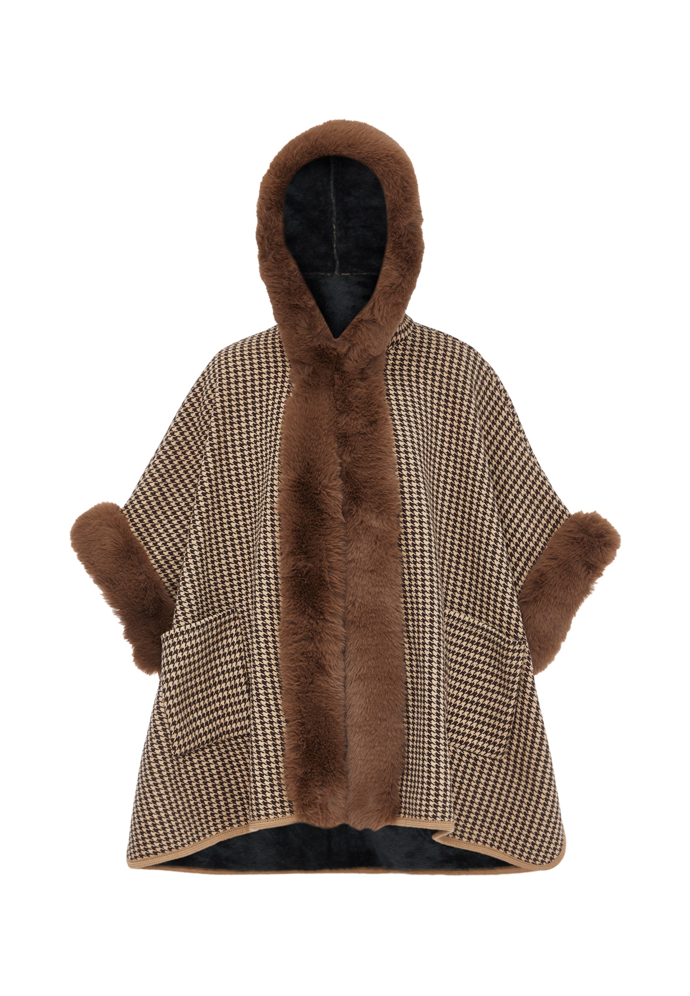 OSHA Poncho in braun / hellbraun, Produktansicht