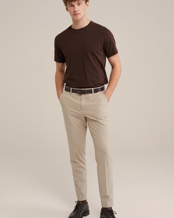 Coupe slim Pantalon à plis WE Fashion en beige