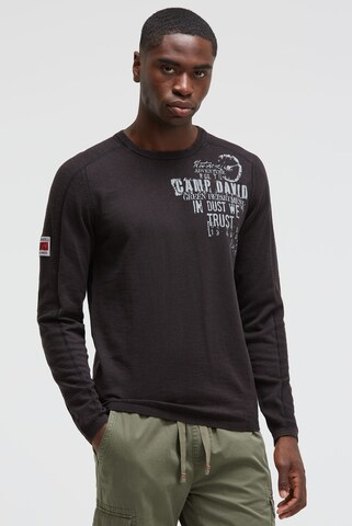 CAMP DAVID Sweater in Black: front