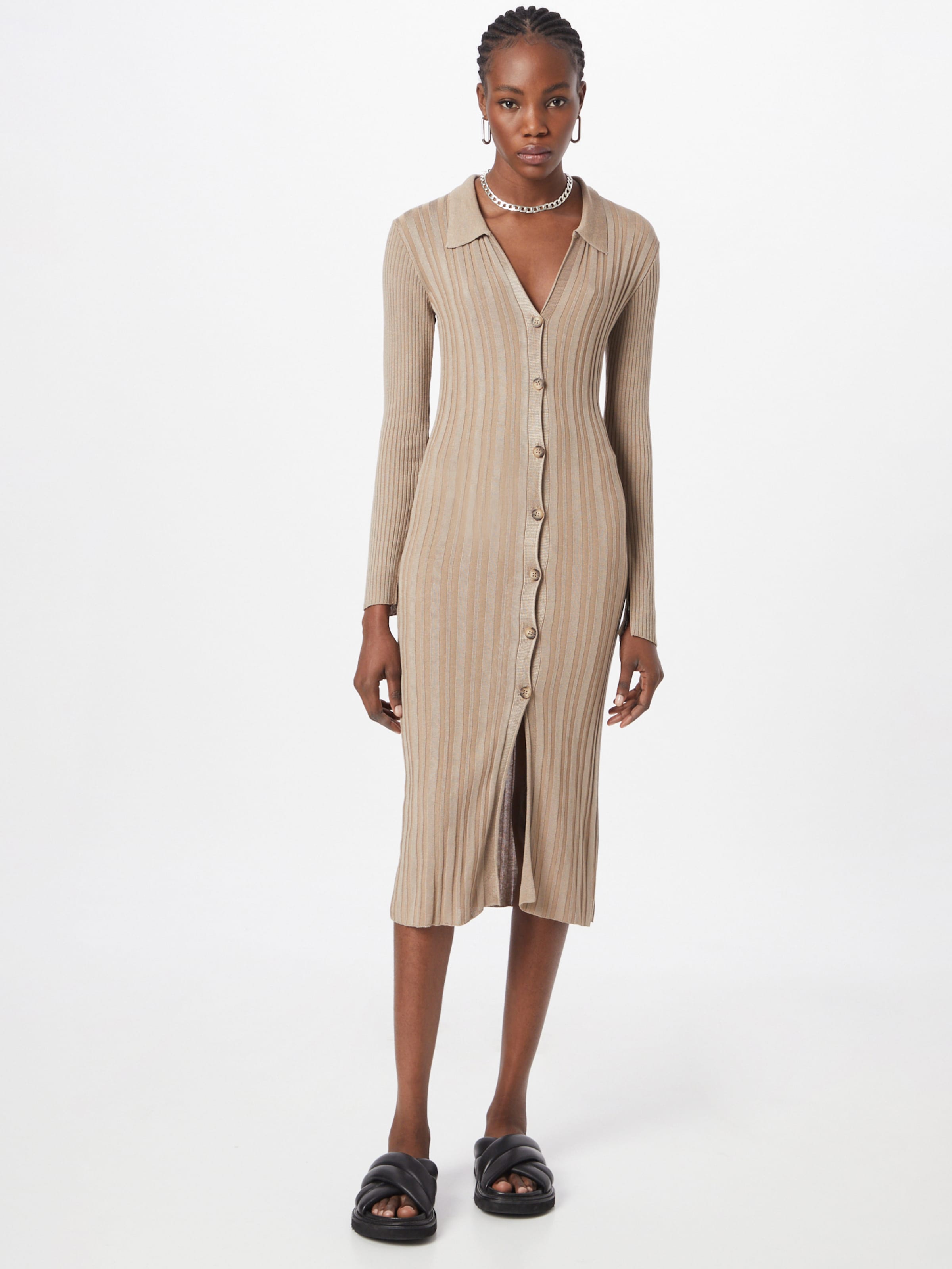 River Island Gebreide jurk in Beige Chamois ABOUT YOU