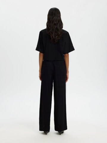 SELECTED Wide leg Pants 'SLFLUISA' in Black