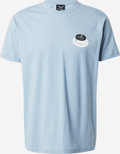Iriedaily T-Shirt 'Slowpresso' in pastellblau / schwarz / weiß, Produktansicht