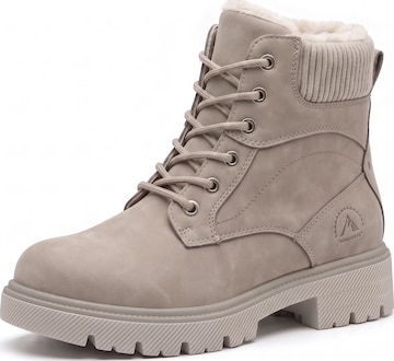 TorWeit Enkellaarsje 'Collar Lace Up Casual Ankle Boots' in Grijs: voorkant