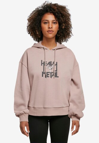 Merchcode Sweatshirt 'Peanuts - Heavy Metal' in Pink: predná strana