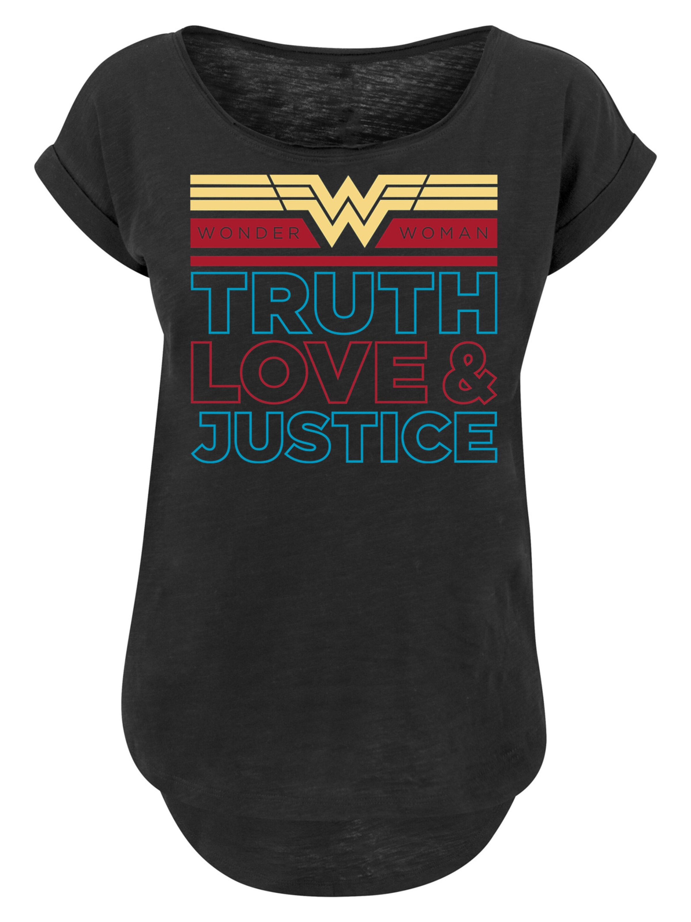 F4NT4STIC Shirt 'DC Comics Wonder Woman 84 Truth Love And Justice' in Black: front