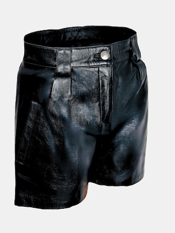 Be  Noble Slim fit Pleat-front trousers 'Leder Shorts im eleganten Style' in Black