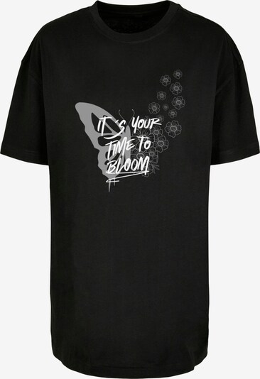 Merchcode T-Shirt 'It´s Your Time To Bloom' in grau / schwarz / weiß, Produktansicht