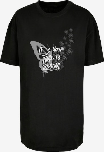 Merchcode T-Shirt 'It´s Your Time To Bloom' in grau / schwarz / weiß, Produktansicht