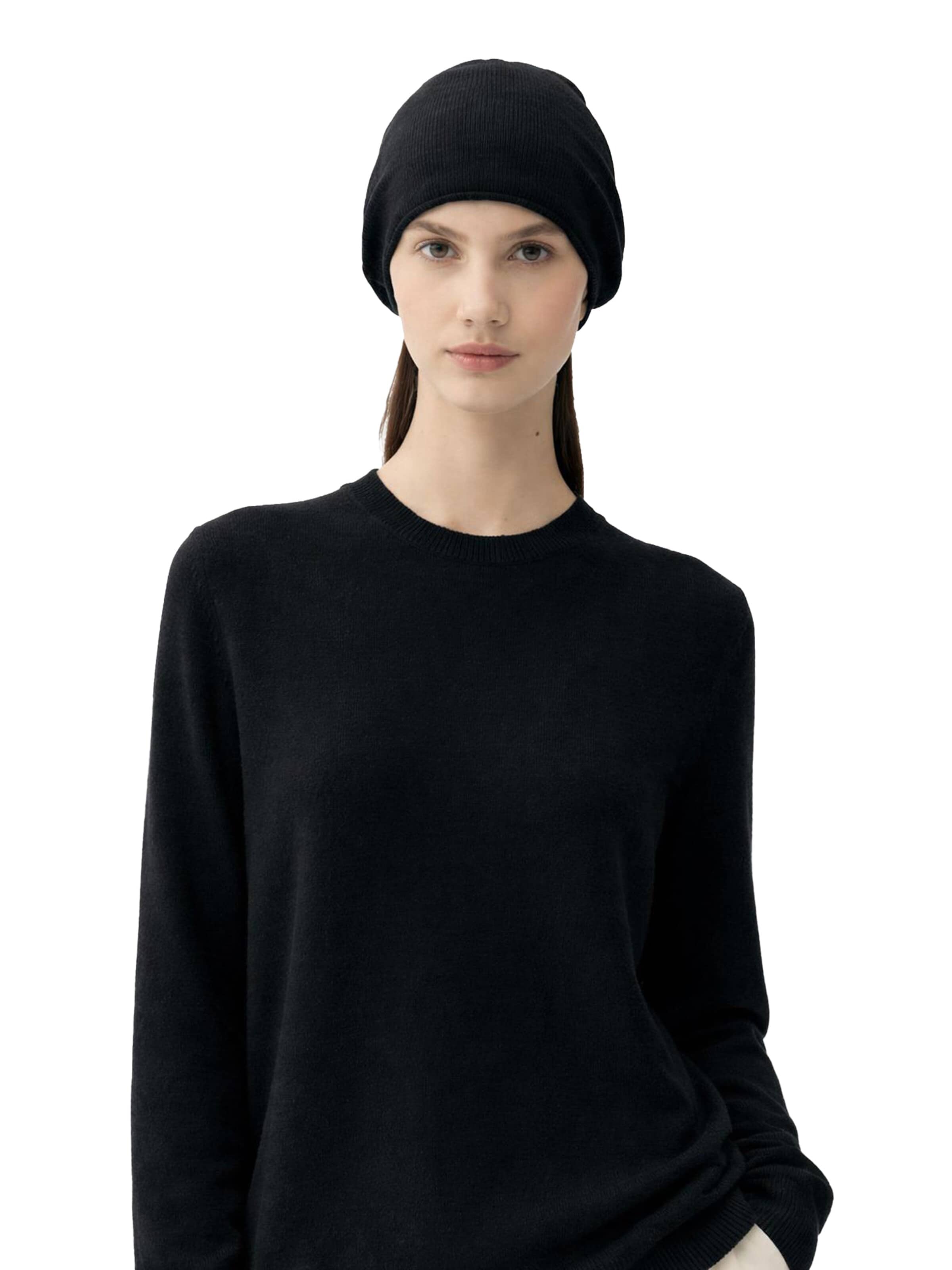 GOBI Cashmere Tröja 'Cashmere Hat & Sweater Set' i svart: framsida