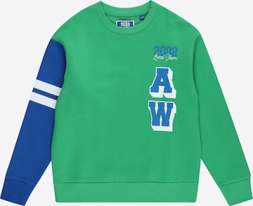 Jack & Jones Junior Sweatshirt 'AWORLD' in Grün: predná strana