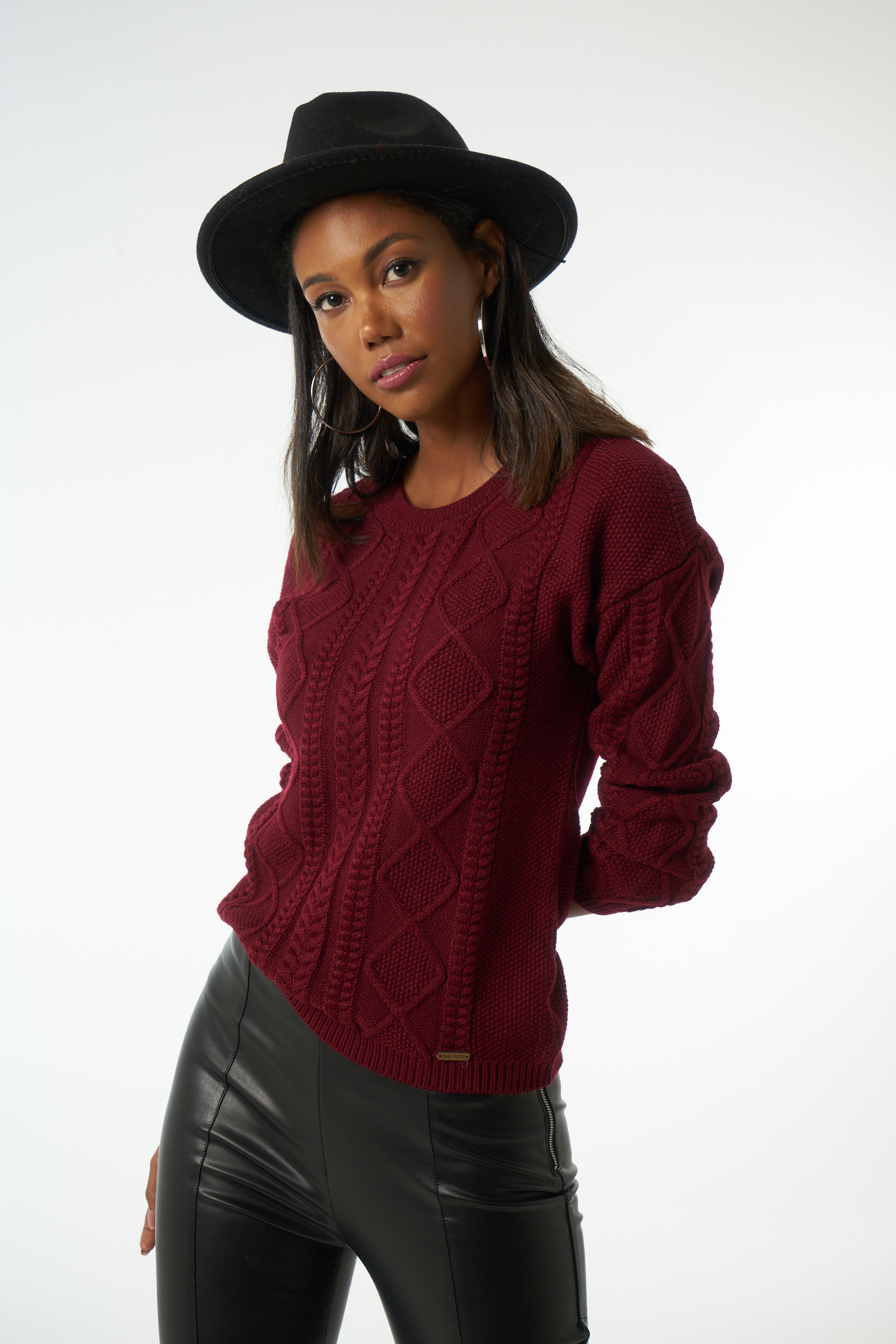 Jimmy Sanders Pullover Anna in Bordeaux 