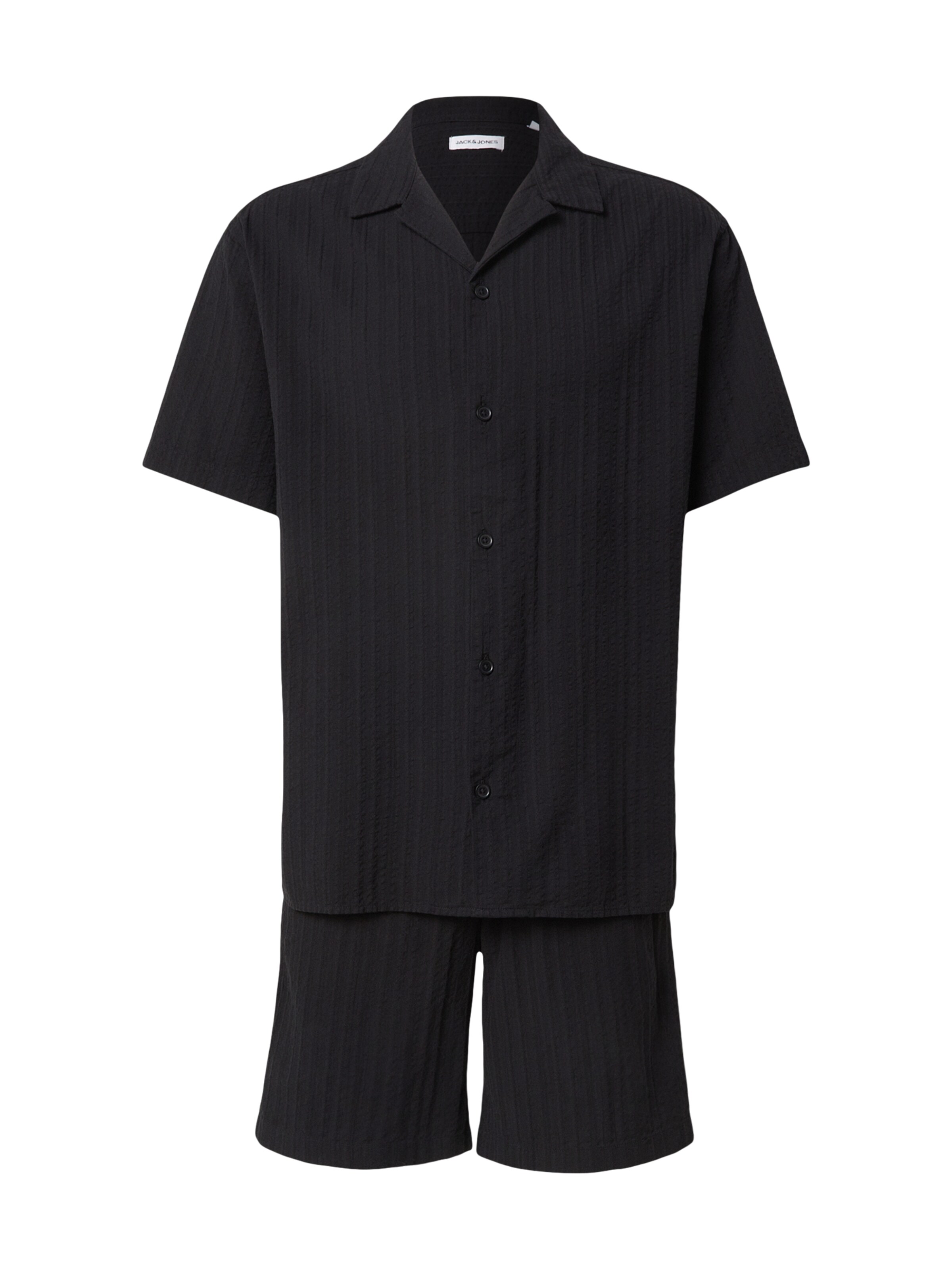 JACK & JONES Set: Hemd und Shorts 'JJETYSON' in Schwarz: Vorderseite