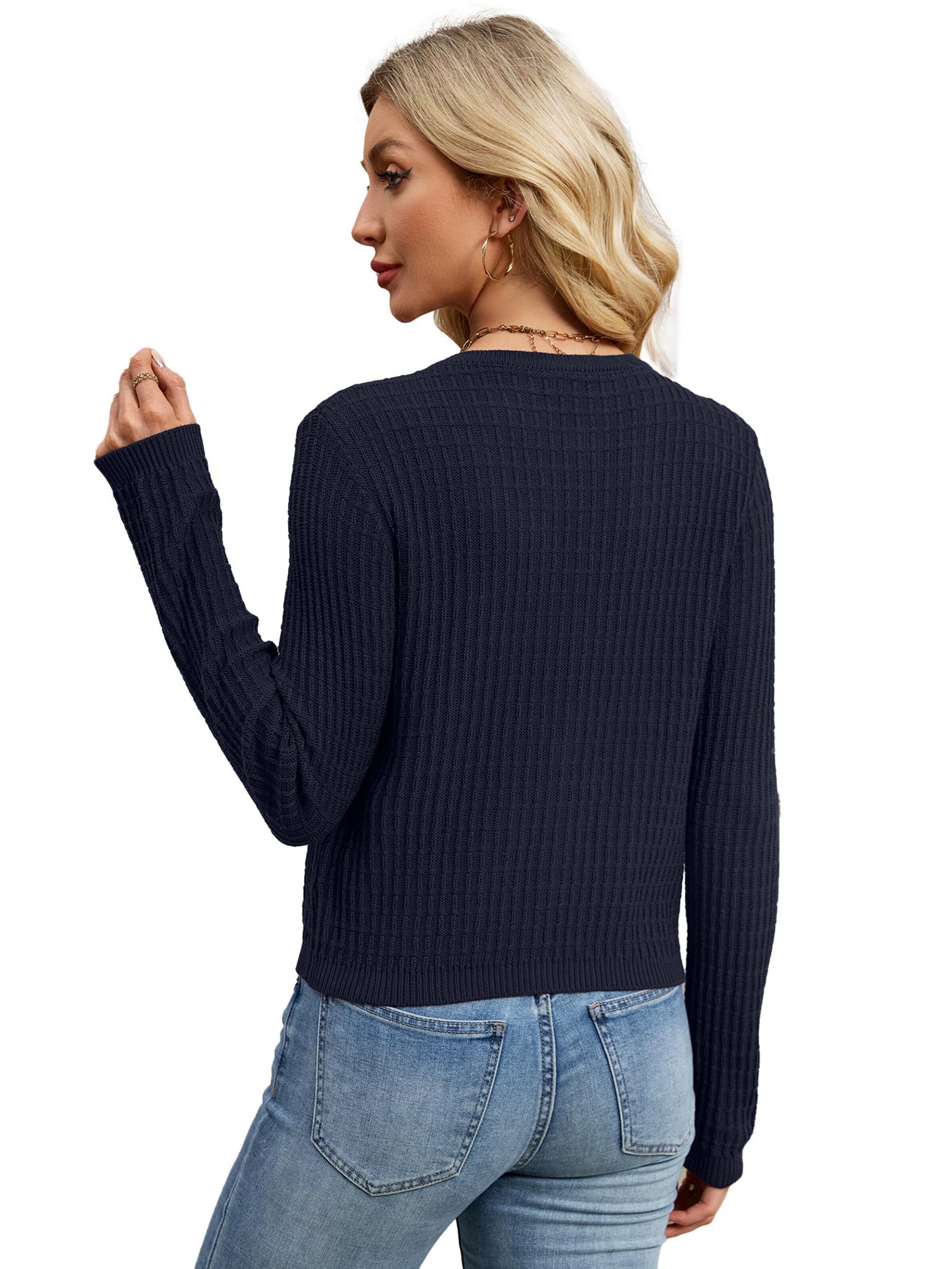 KoJooin Kardigan 'Damen-Strickjacke, modisch, langärmelig, offen, mit Knopfleiste, trendige Freizeitjacke' w kolorze niebieski