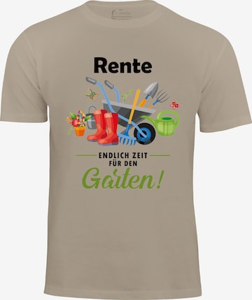 Cotton Prime Shirt 'Rente - Endlich Zeit Für Den Garten' in Beige: voorkant