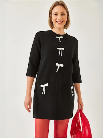 Bianco Lucci - Vestido de malha em preto: frente