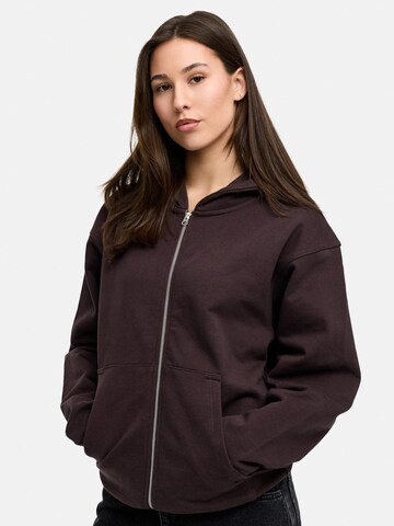 Daily Cotton Zip-Up Hoodie 'DCLUGO' in Brown: front
