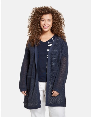 SAMOON Knit Cardigan in Blue: front