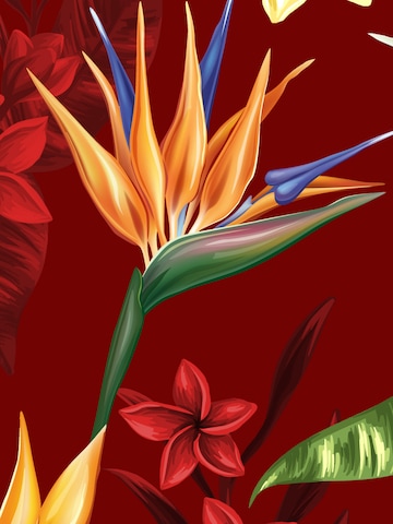 Hawaiihemdshop.de Regular fit Button Up Shirt 'Flowerful Summer (red)' in Red