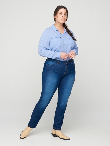 Zizzi Slimfit Jeans 'EMILY' in Blauw: voorkant