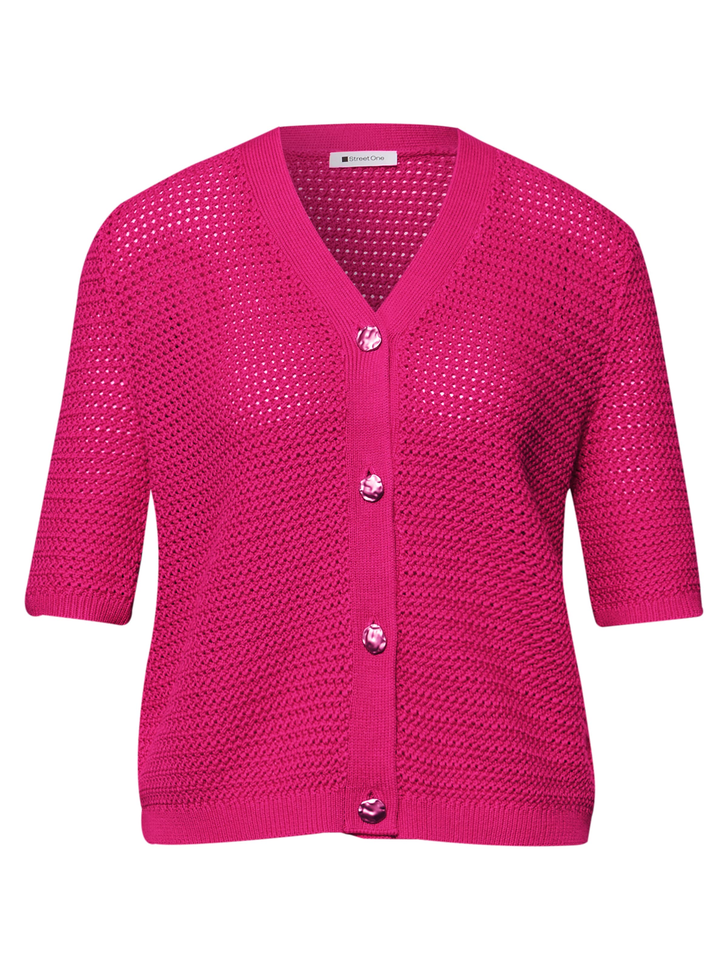 STREET ONE Вязаная кофта в Ярко-розовый: спереди