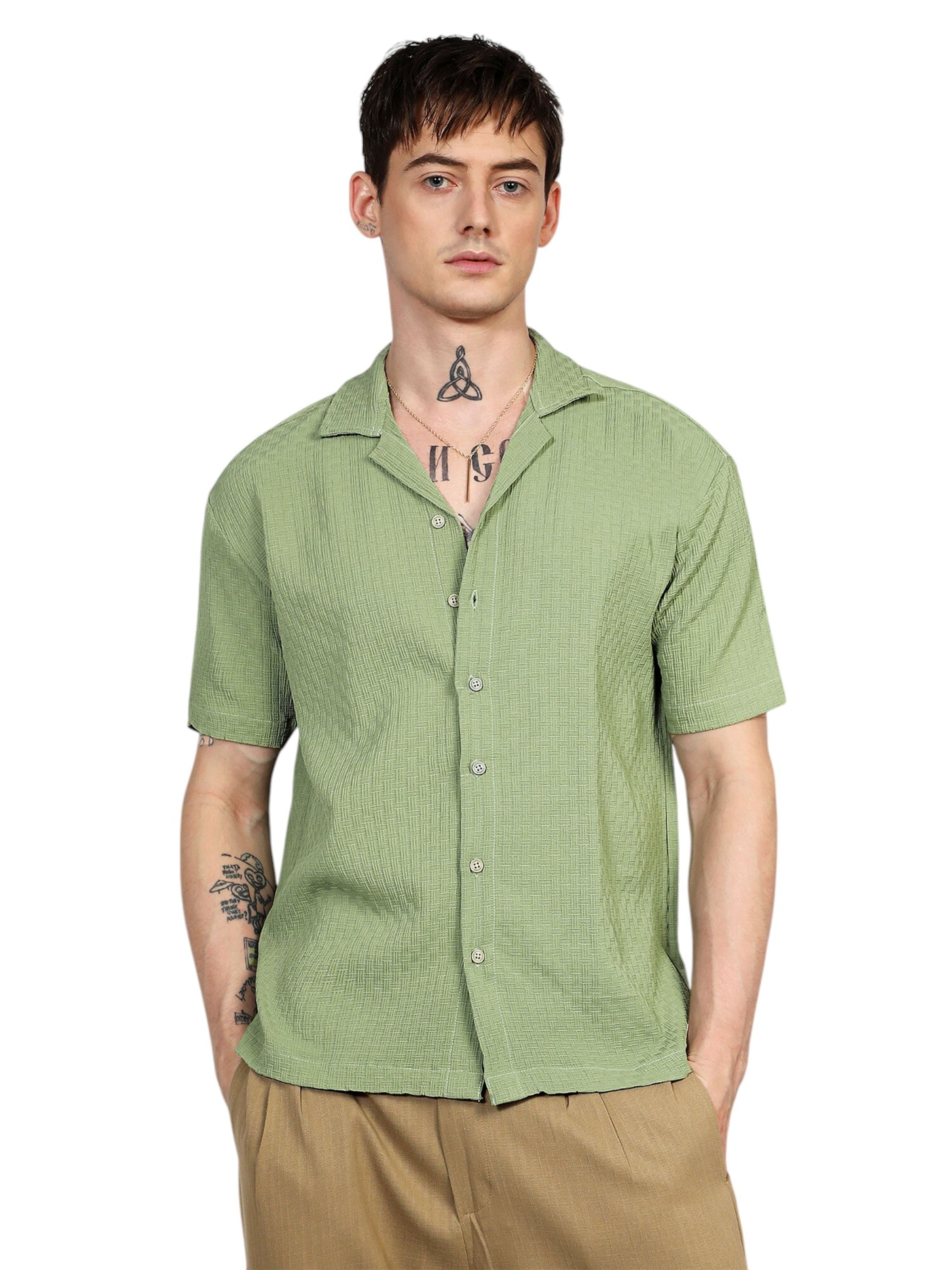 Coupe regular Chemise 'Talullah' Campus Sutra en vert : devant