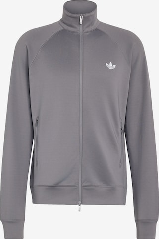 ADIDAS ORIGINALS - Casaco em moletão 'Trefoil Essentials' em cinzento: frente