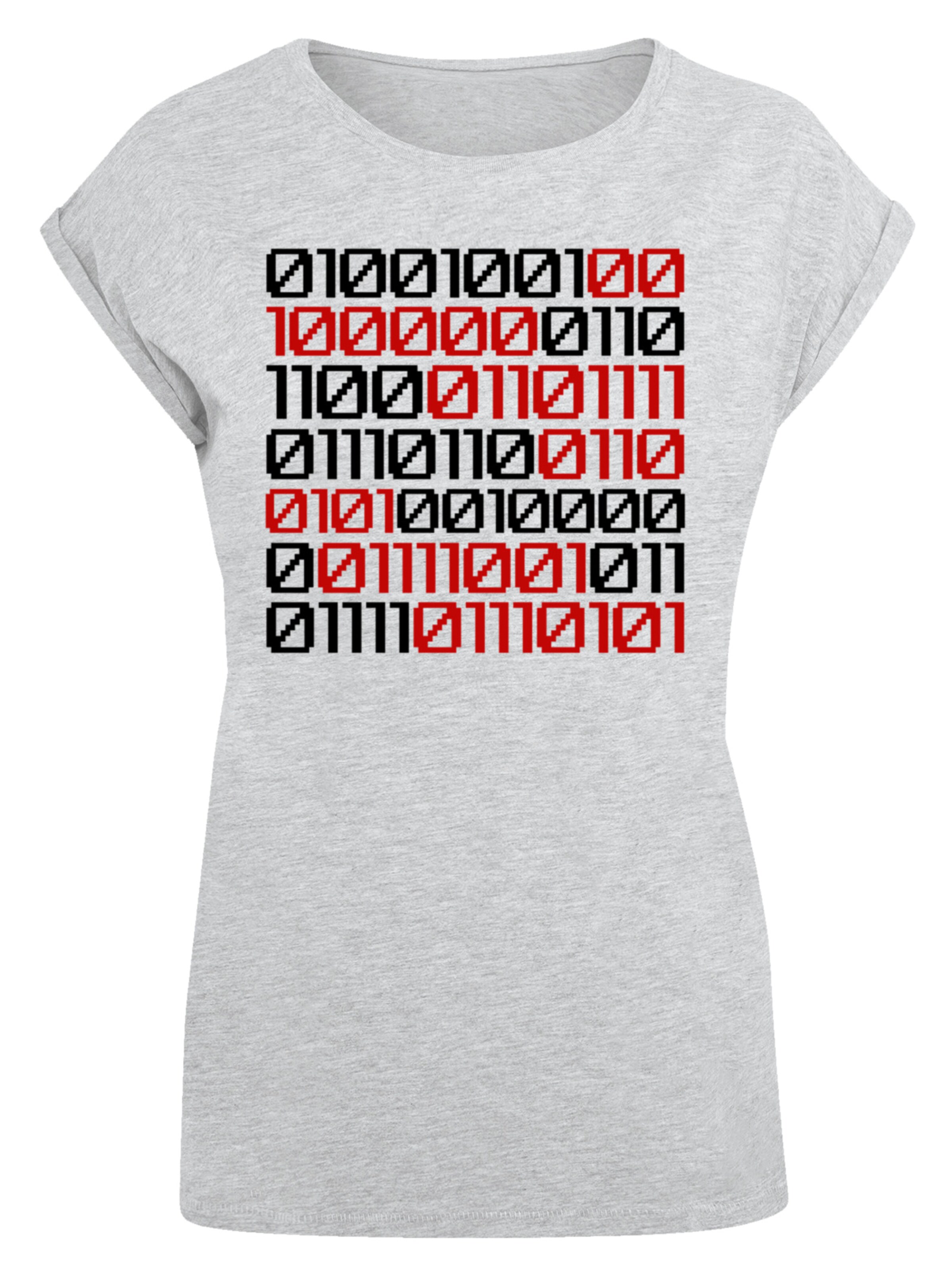 F4NT4STIC Shirt 'I Love You 01001001 Binary Code Valentinstag' in Grijs: voorkant