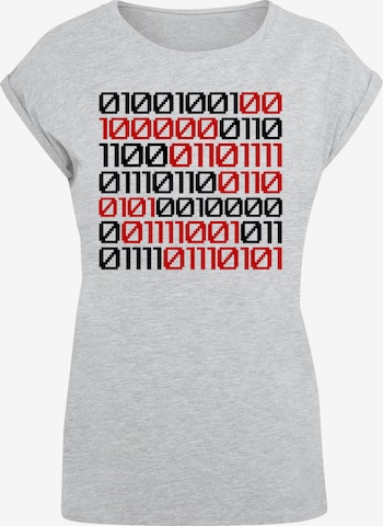 F4NT4STIC Shirt 'I Love You 01001001 Binary Code Valentinstag' in Grijs: voorkant