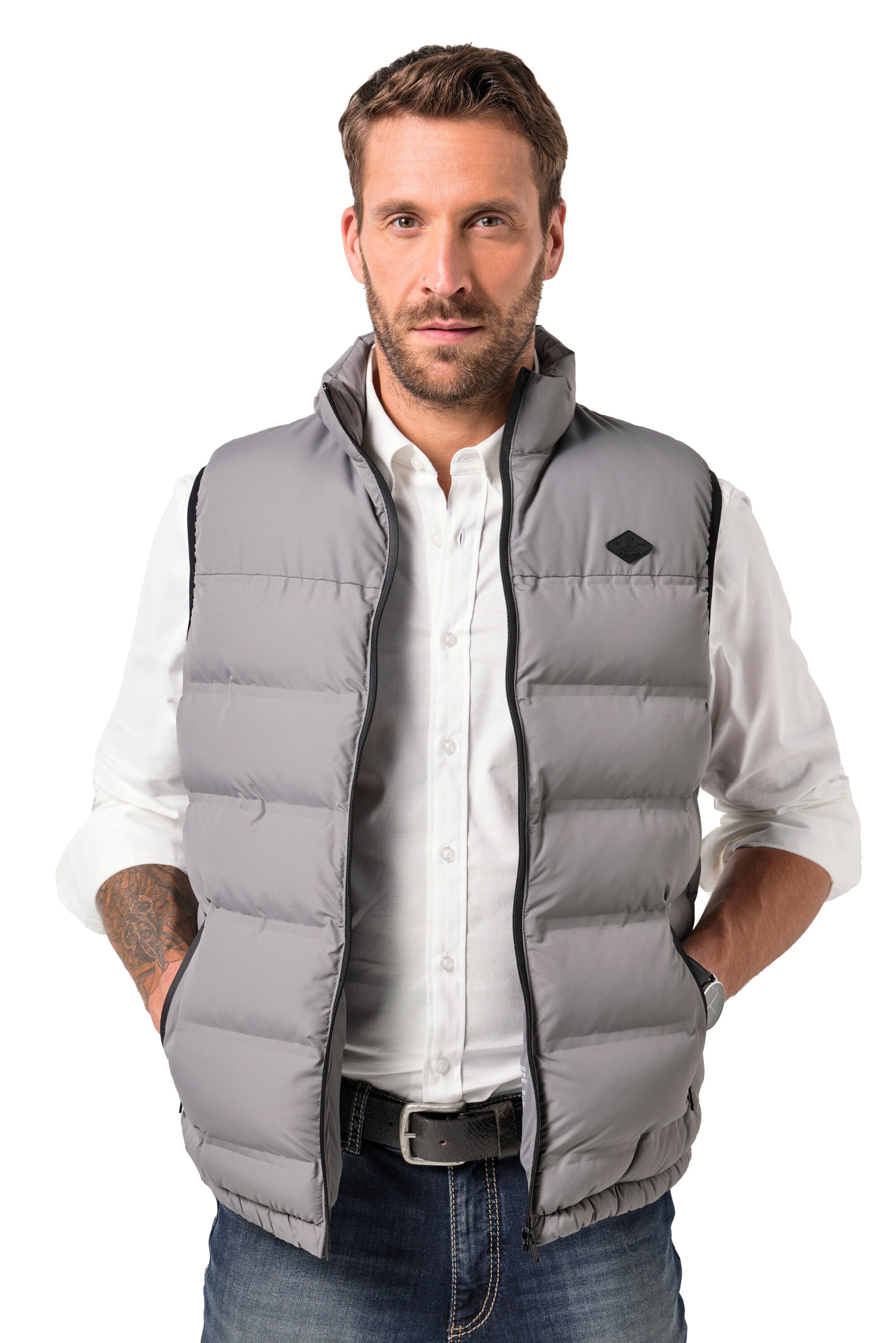 JP1880 Weste in Grau: Vorderseite