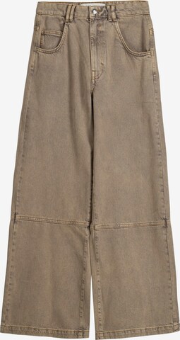 Bershka Wide leg Jeans in Brown: front