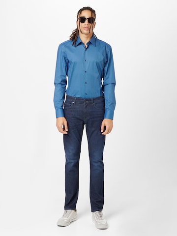 BOSS Slim fit Overhemd 'HANK' in Blauw