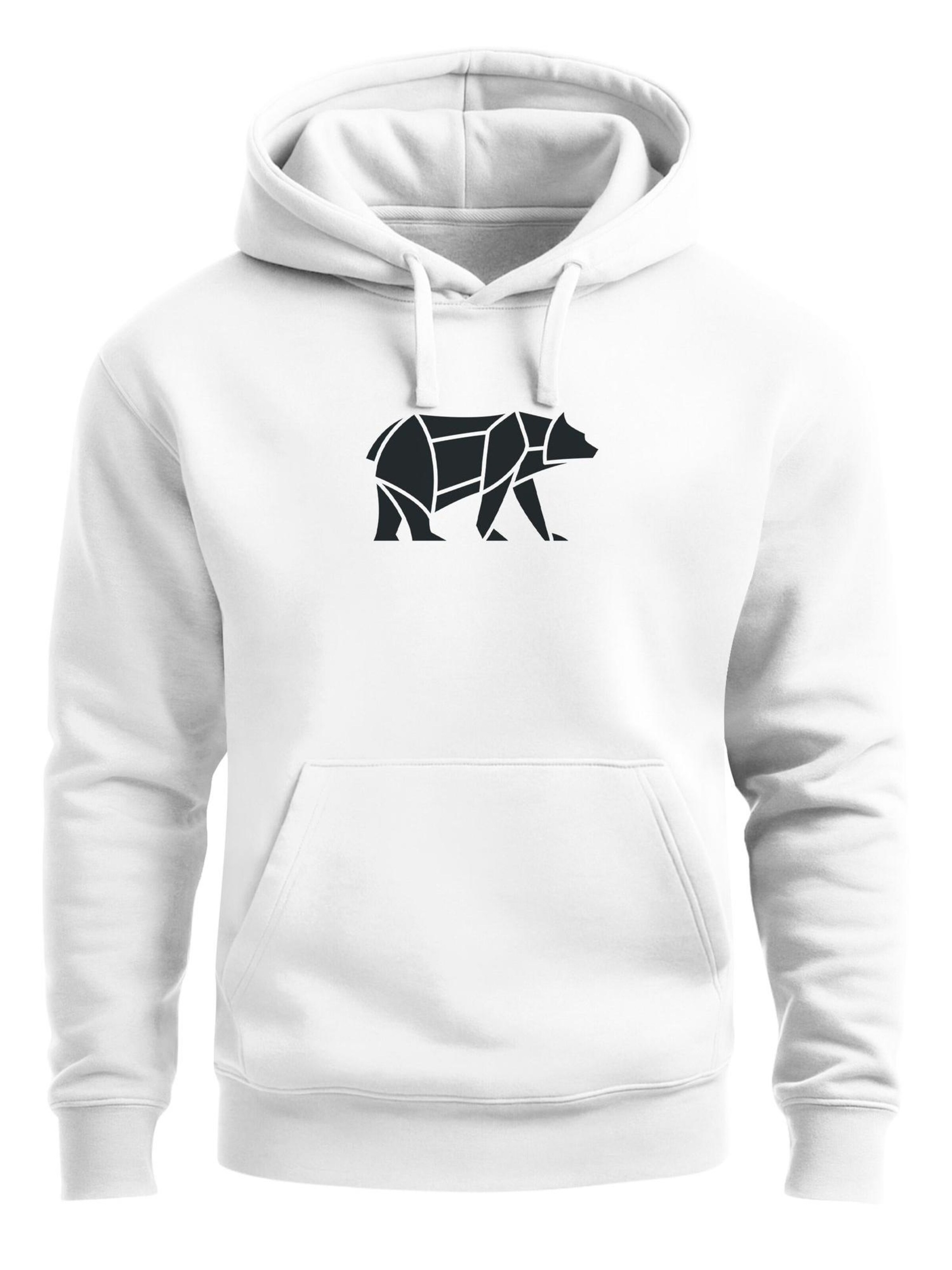 Neverless Sweatshirt 'Bär Lineart Polygon' in White: front
