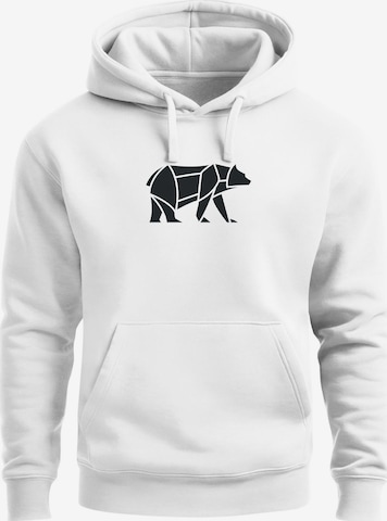 Neverless Sweatshirt 'Bär Lineart Polygon' in Weiß: Vorderseite