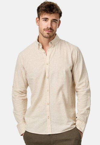 INDICODE JEANS Regular fit Button Up Shirt 'Theon' in Beige: front