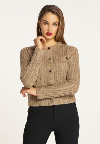 faina Gebreid vest in Beige: voorkant